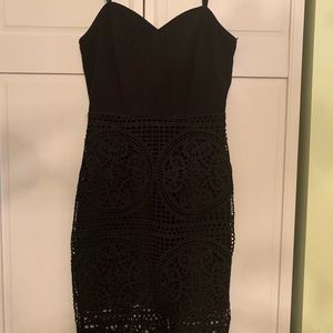 JOA Black and Lace Midi Dress